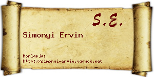 Simonyi Ervin névjegykártya